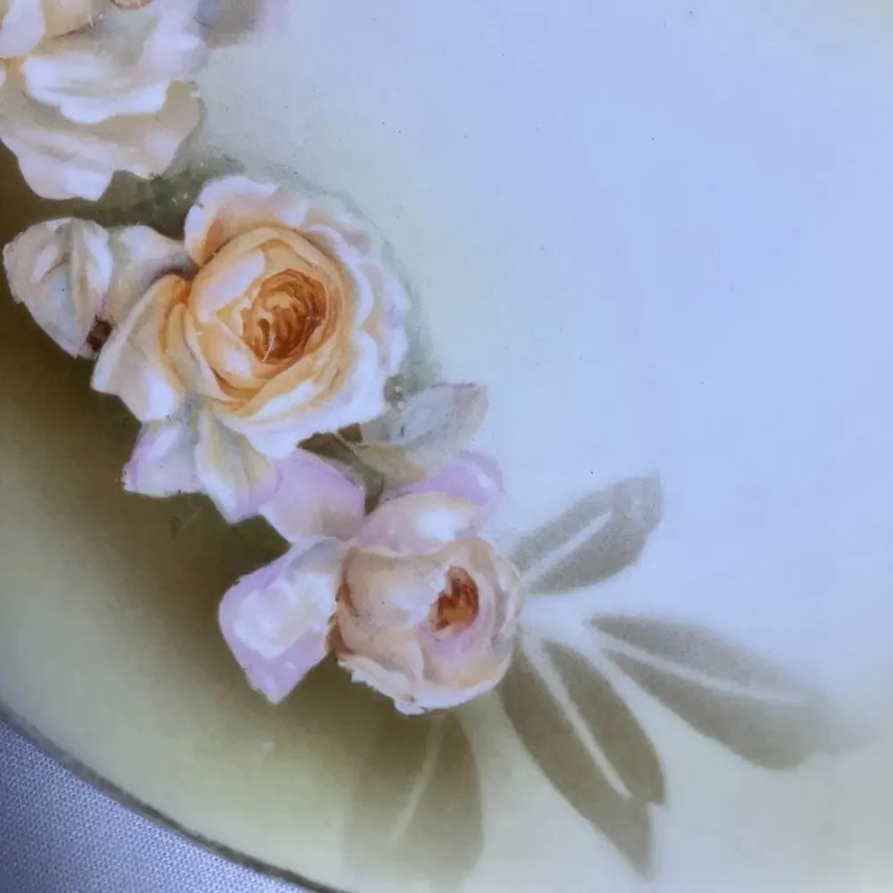 RS Tillowitz Silesia Gold Rim Cabinet Plate Hand Painted Roses Antique 8.25”